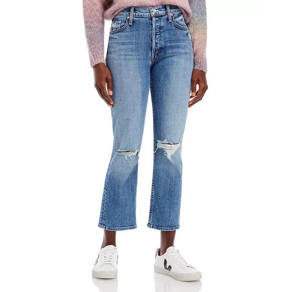 NWT MOTHER The Tomcat Jeans in Seriously Truce Size 24 Mid Blue High Rise Denim